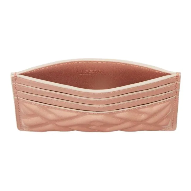 FENDI Baguette Lambskin Card Holder Women's Orange Pink-2