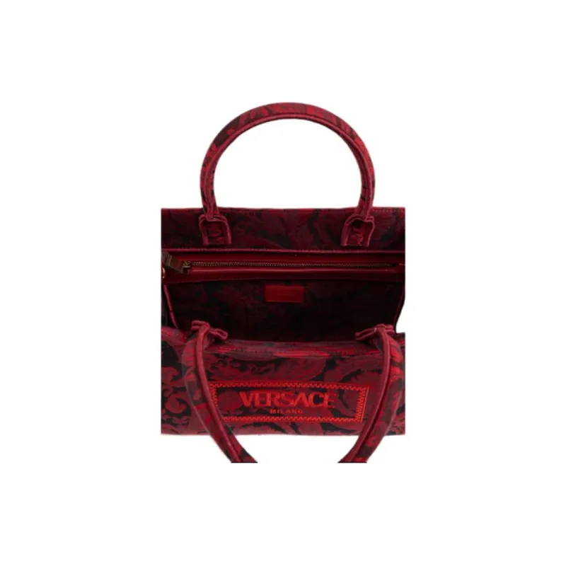 FANSIZHE Barocco Fabric Tote Bag Shopping Bag Shoulder Bag Crossbody Bag Handbag Small Size Women's Red-5
