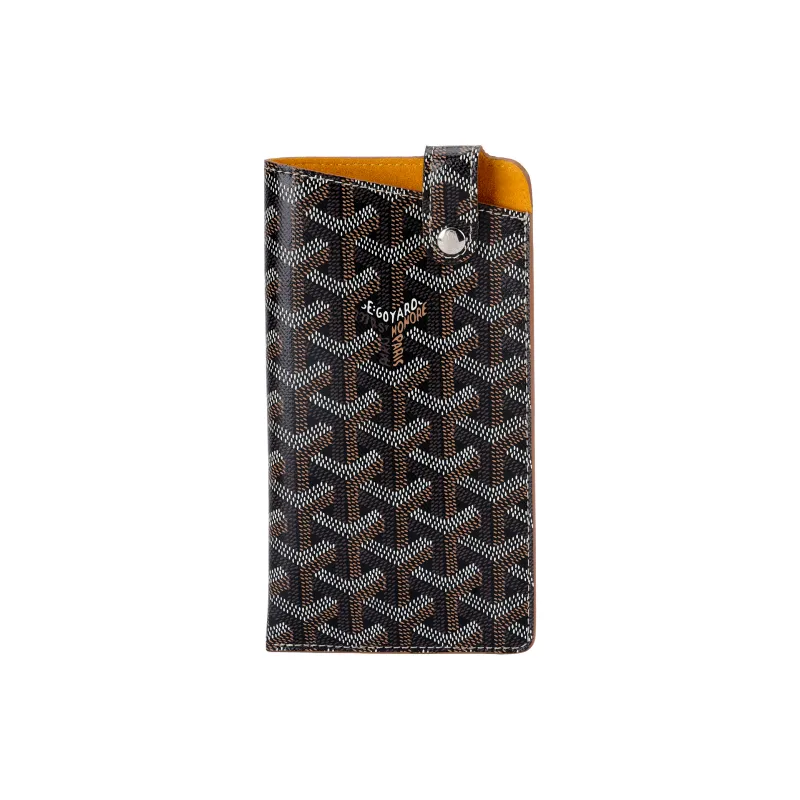 GOYARD Montmartre Canvas With Leather Cell Phone Pouch Large Size Unisex Black & Tan-0