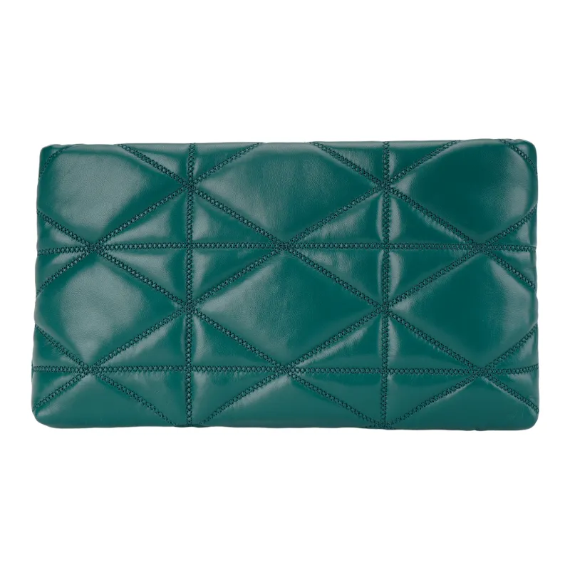 MCM Lambskin With Leather Trim Envelope Bag, One Shoulder Crossbody, Clutch Trumpets Women's Green-2
