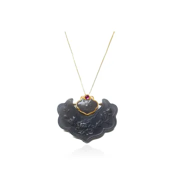 CUIYOUSHIJIA Hetian Jade Pendants Smoky Purple Women's
