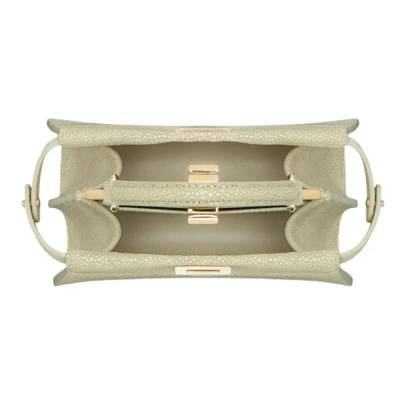 FENDI Peekaboo ISeeU Fish Skin Shoulder Bag, Crossbody Bag, Handbag Mini Women's Gray Green-3