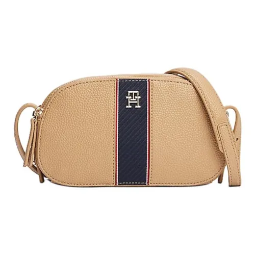 Tommy Hilfiger Polyurethane Camera Bag, Shoulder Bag, Crossbody Bag Regular Women's Light Beige & Navy Blue