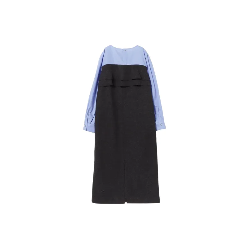 Beams Long Sleeved Dress Women's Charcoal-1