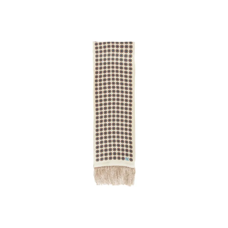 Valentino Garavani Patterned Fringe Detailed Scarf-0