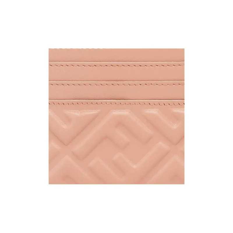FENDI Baguette Lambskin Card Holder Women's Orange Pink-3