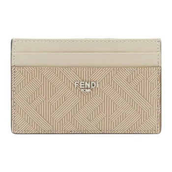 FENDI Calfskin Card Holder Men's Beige