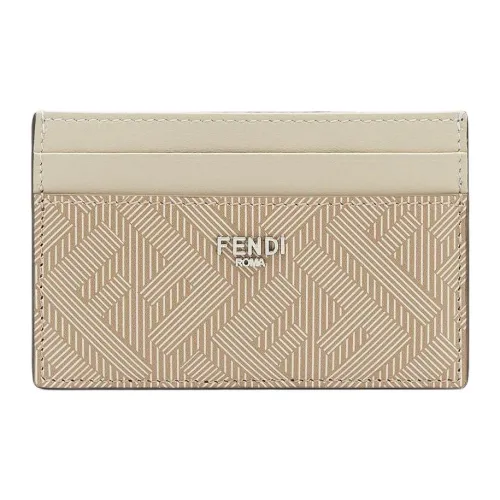 FENDI Calfskin Card Holder Men's Beige
