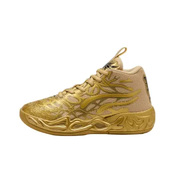 PUMA MB.04 Anti Slip Wear Resistant Mid Top Children's Basketball Shoes Gold Kids'
