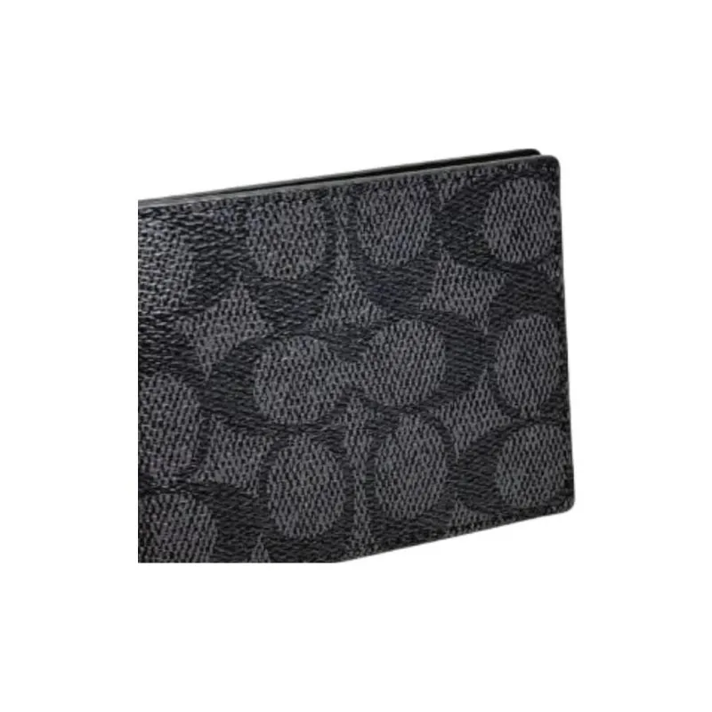 COACH SignatureCanvas Coated Canvas Wallet Mini Women's Charcoal Gray-5