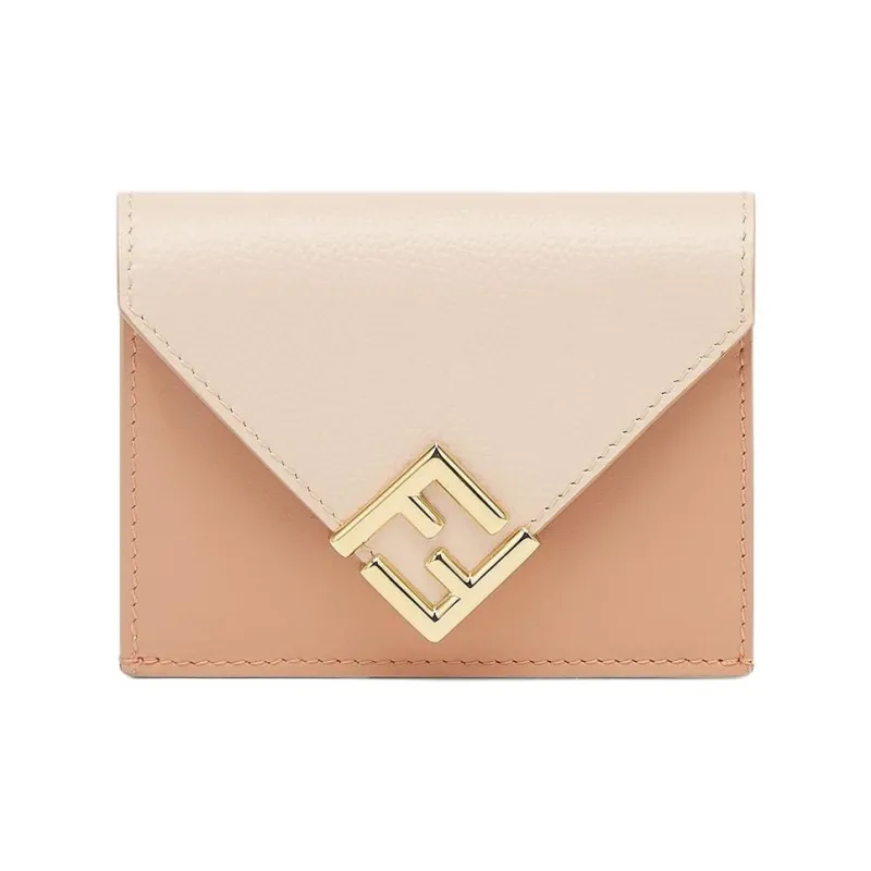 FENDI FF Diamonds Series Calfskin Wallet Medium Size Women's Pink-0