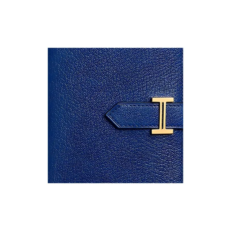 HERMES Bearn Mysore Goat Skin Wallet Women's 7T Electric Blue-2