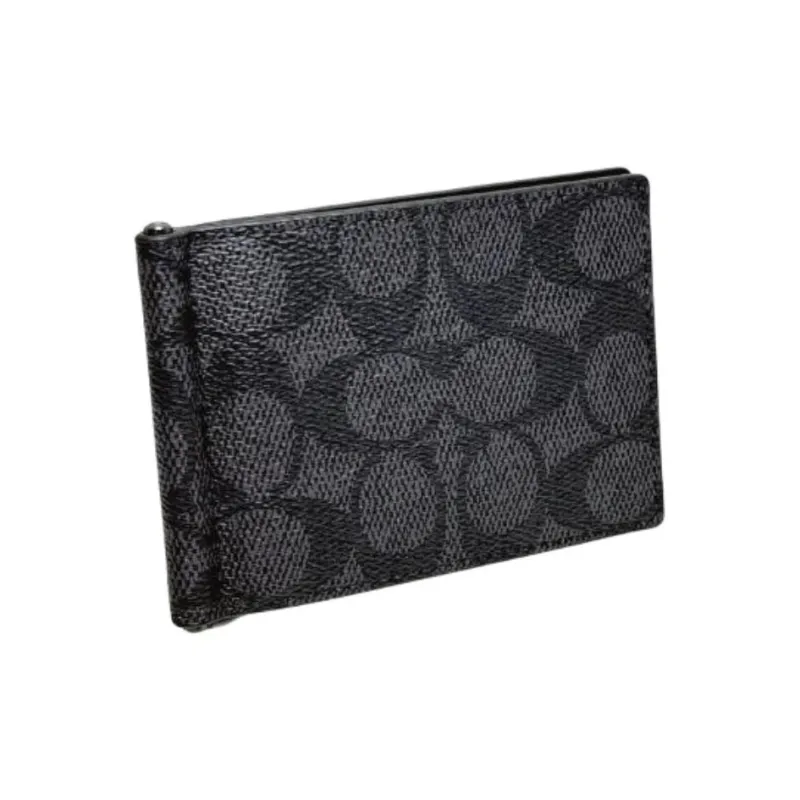 COACH SignatureCanvas Coated Canvas Wallet Mini Women's Charcoal Gray-1