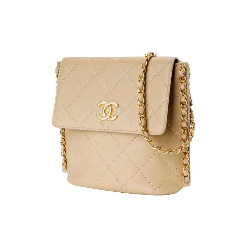 CHANEL Calfskin Metal Hobo Bag, Shoulder Bag, Crossbody Bag Trumpets Women's Light Umber-1