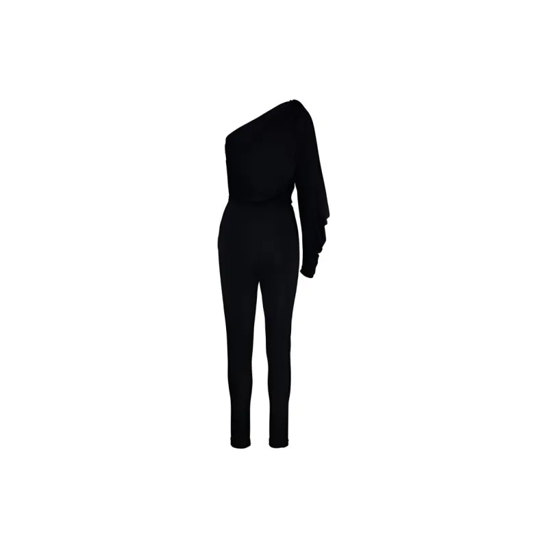 SAINT LAURENT One Shoulder Ruched Jumpsuit-1
