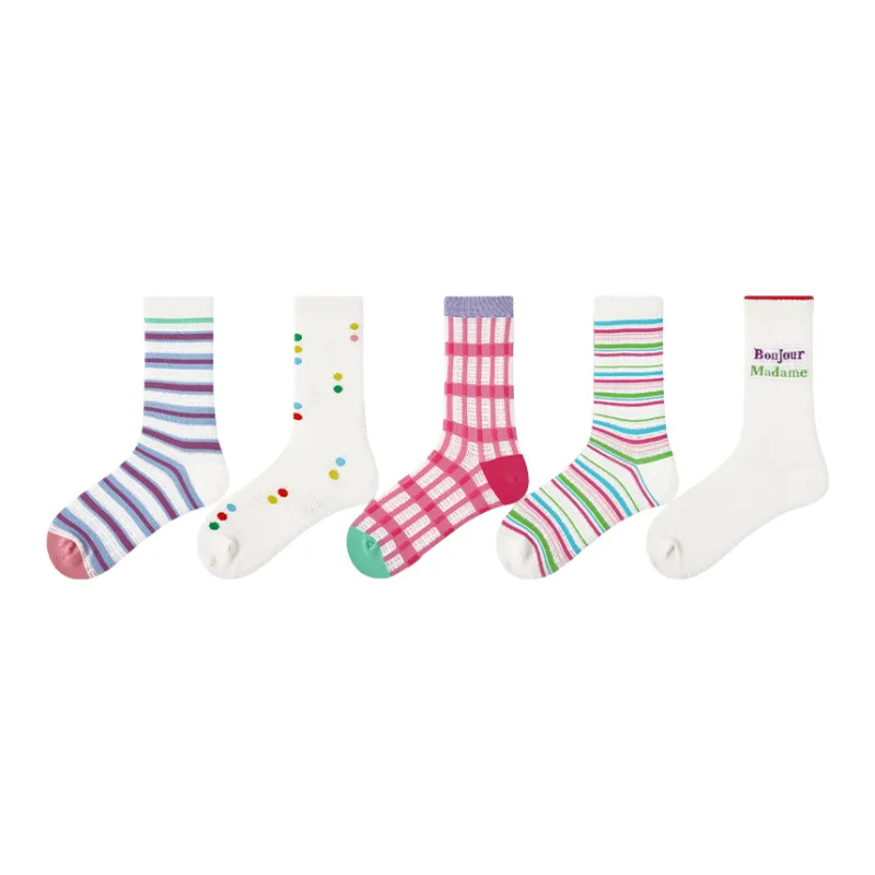 Vine Color Mid-Calf Socks Unisex 5 Pack Time Stands Still-0