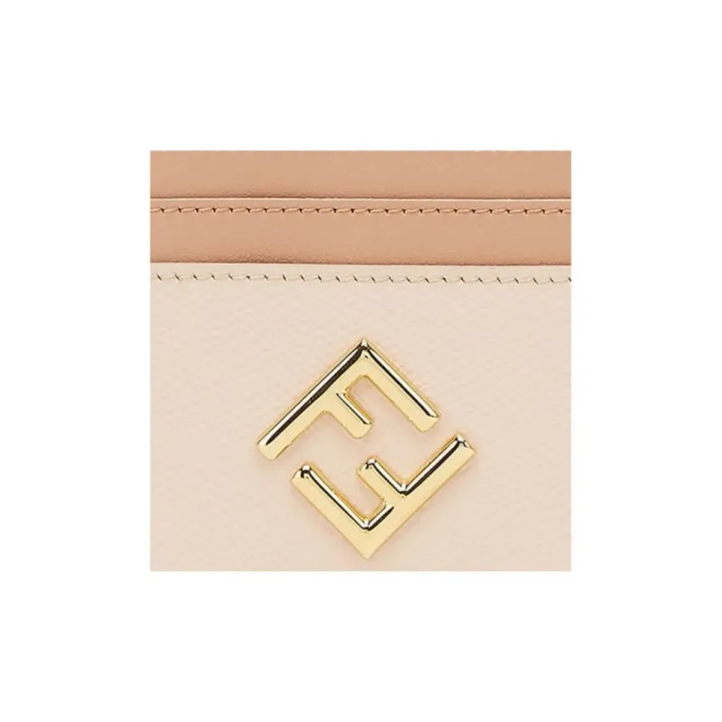 FENDI FF Diamonds Series Calfskin Card Holder Women's Pink-3