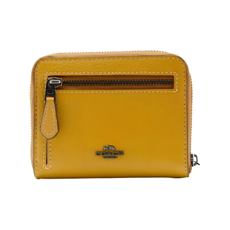 COACH Peanuts Snoopy Collaboration Zip Around Pebbled Leather Card Holder Wallet Women's Brown-3