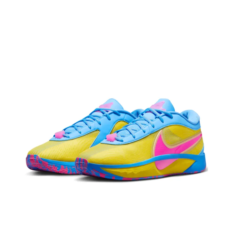 Nike Giannis Freak 6 Anti-Slip Wear-Resistant Low-Top Basketball Shoes Men's Yellow Pink Blue-2