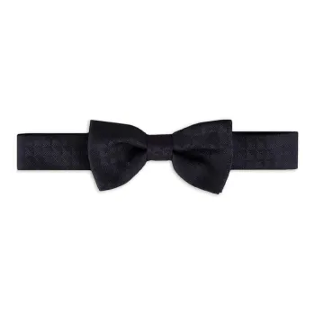 EMPORIO ARMANI Pure Silk Bow Tie With All over Jacquard Eagle