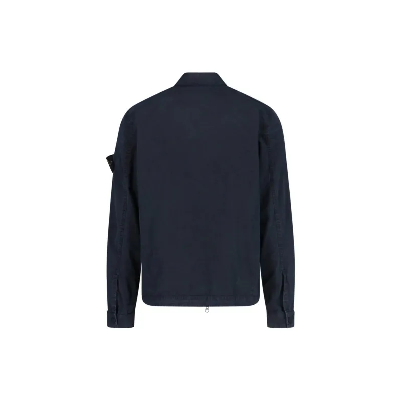 STONE ISLAND Compass Patch Zip Up Shirt Jacket-1