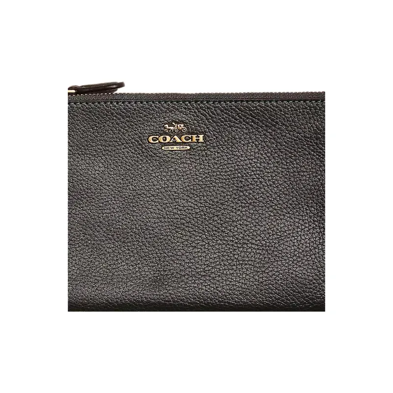 COACH Wristlet Leather Clutch Wrist Bag Small Size Women's Black-1