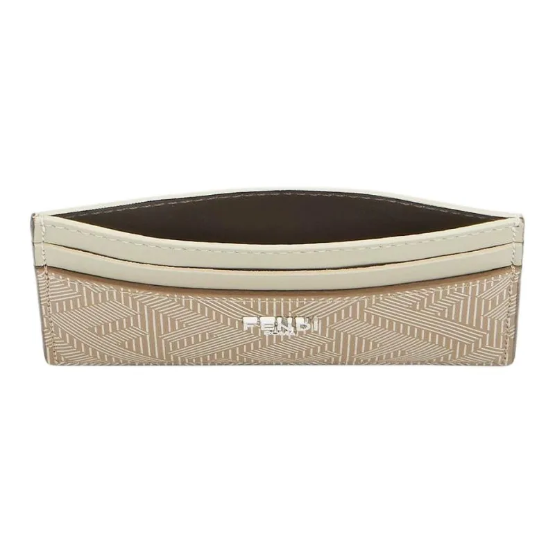 FENDI Calfskin Card Holder Men's Beige-2