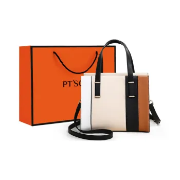 PT'SON Cow Leather Underarm Shoulder Bag, Crossbody Bag, Handbag Regular Women's Ecru Patchwork