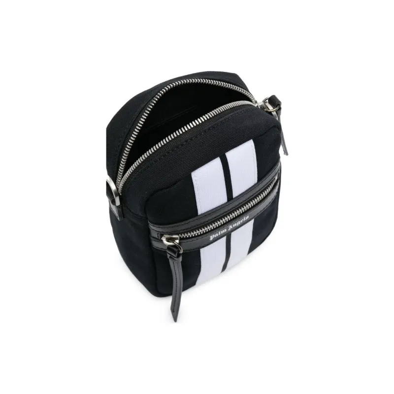 PALM ANGELS Cotton With Calfskin Trim Shoulder Bag Crossbody Bag Men's Black-2