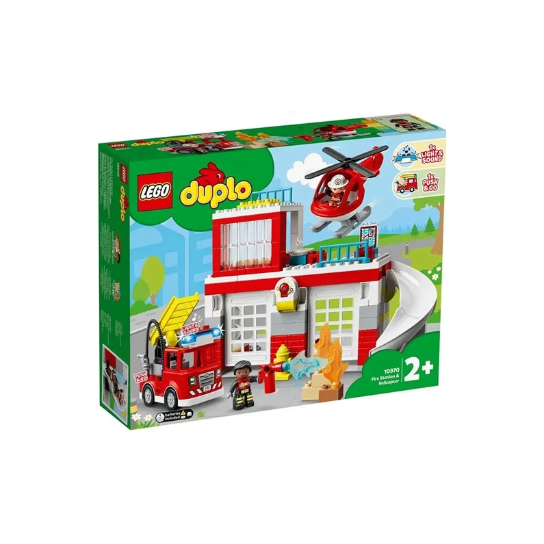 LEGO Fire Station & Helicopter Building Blocks 10970-1