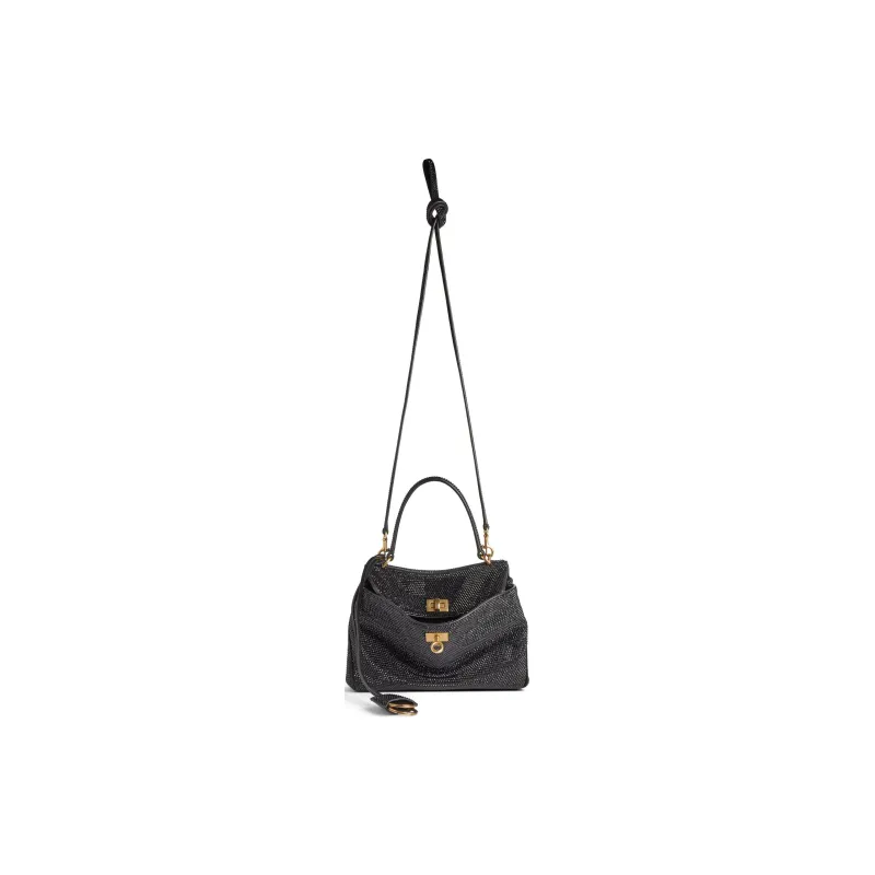 Balenciaga Rodeo Rhinestone Shoulder Bag Crossbody Bag Handbag Mini Women's Black-1