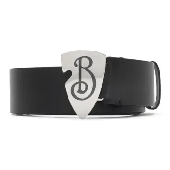 Burberry Calfskin Leather Belts Men's Black Width 3.5CM