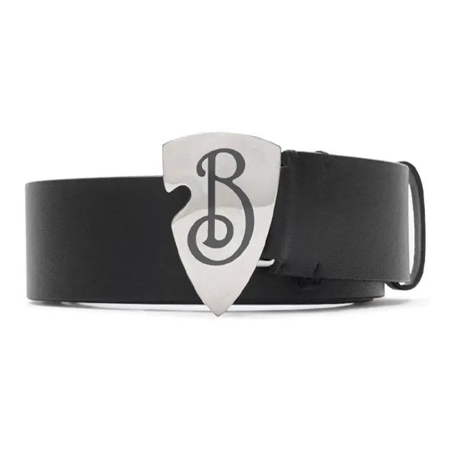 Burberry Calfskin Leather Belts Men's Black Width 3.5CM-0