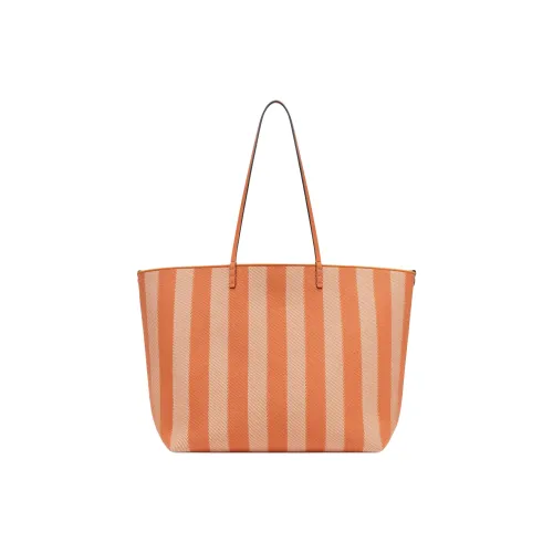 FENDI Jacquard Fabric Tote Bag Shopping Bag Shoulder Bags Large Size Women's Orange