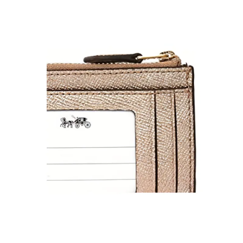COACH Mini Id Skinny Leather Wallets Card Holders Women's Gold-4