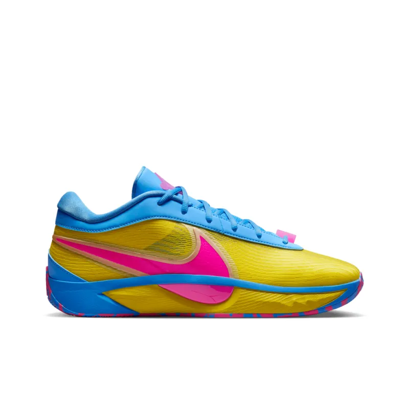Nike Giannis Freak 6 Anti-Slip Wear-Resistant Low-Top Basketball Shoes Men's Yellow Pink Blue-1