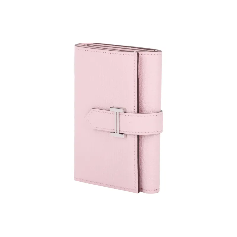 HERMES Bearn Mysore Goat Skin Wallet Women's M7Rose Darling Love Pink-2