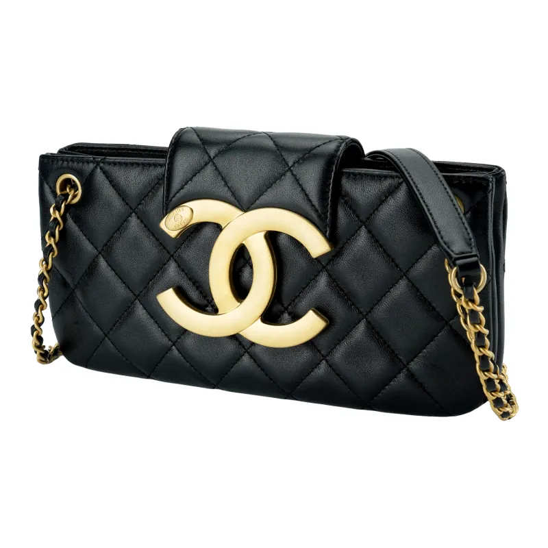 CHANEL Sheepskin Baguette Bag, Shoulder Bag, Crossbody Bag Women's Black-1