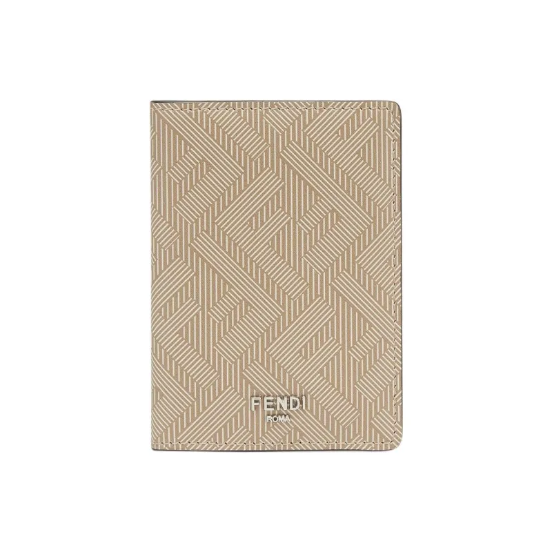 FENDI Cow Leather Card Holder Men's Beige-0