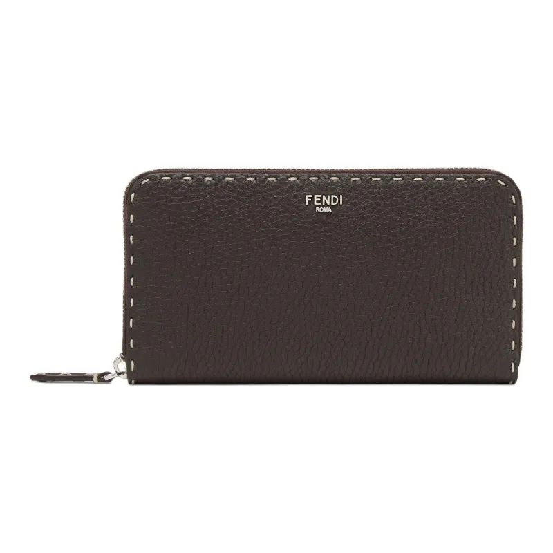 FENDI Cuoio Romano Calfskin Wallet Men's Brown-0
