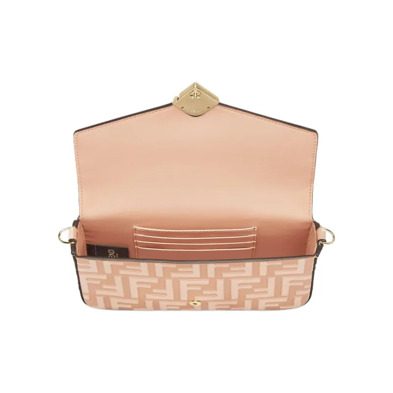 FENDI FF Diamonds Series Calfskin Crossbody Bag, Shoulder Bag Women's Pink-3