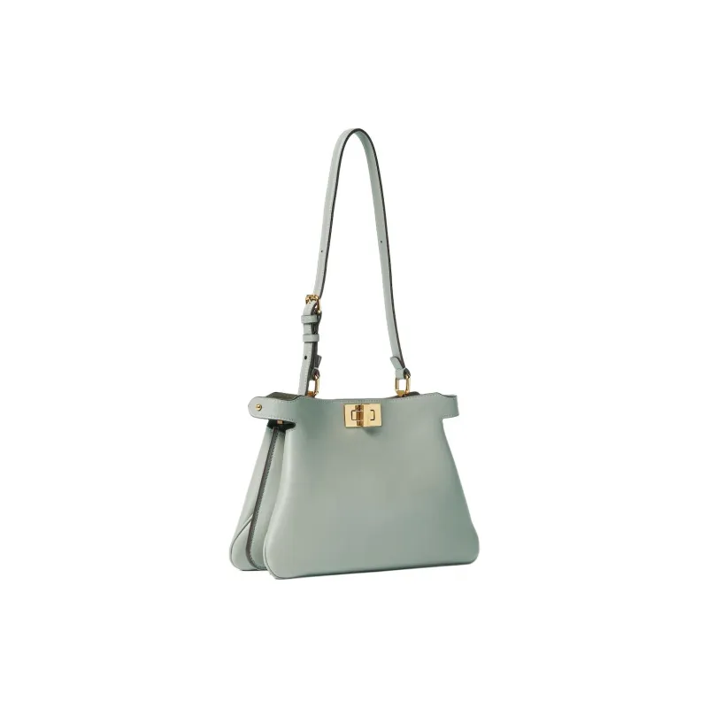 FENDI Peekaboo Calfskin Handbag Shoulder Bag Small Size Women's Green-2