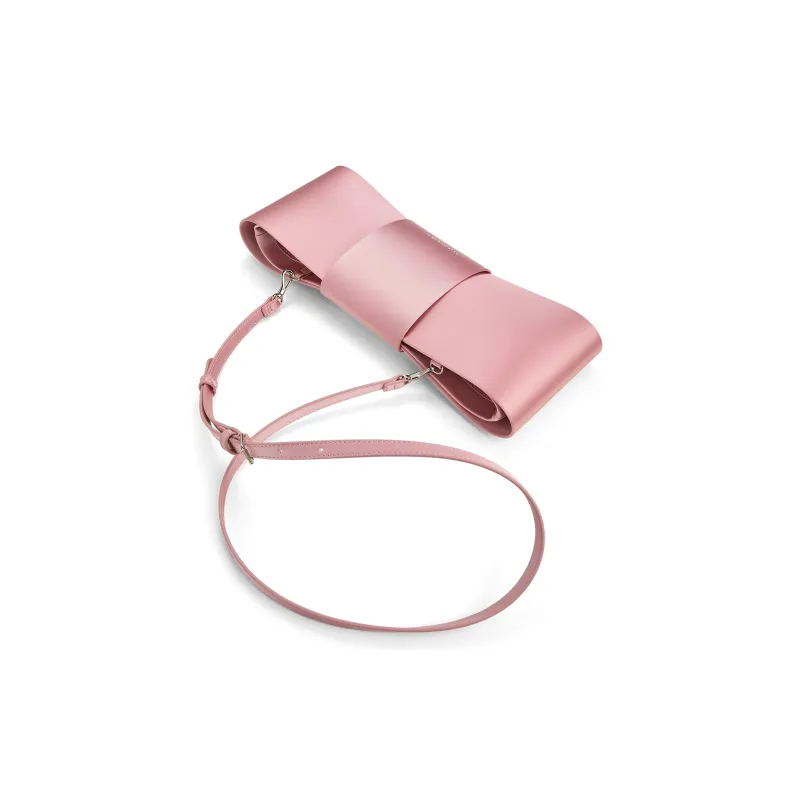 CHARLES&KEITH Satin Patchwork Fabric Shoulder Bag Medium Size Women's Noir Black/Flamingo Pink-8