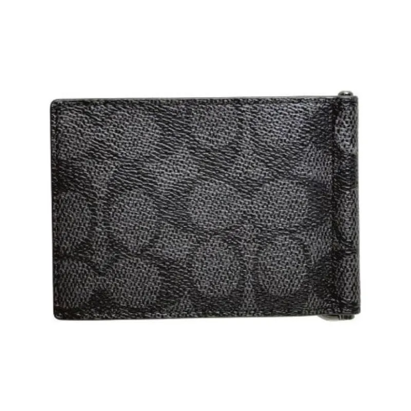 COACH SignatureCanvas Coated Canvas Wallet Mini Women's Charcoal Gray-2