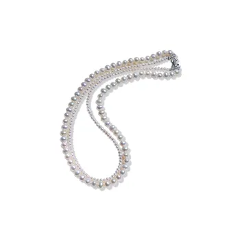 BRIR Pearl Double Bowknot Buckle Necklace Collarbone Chain Women's