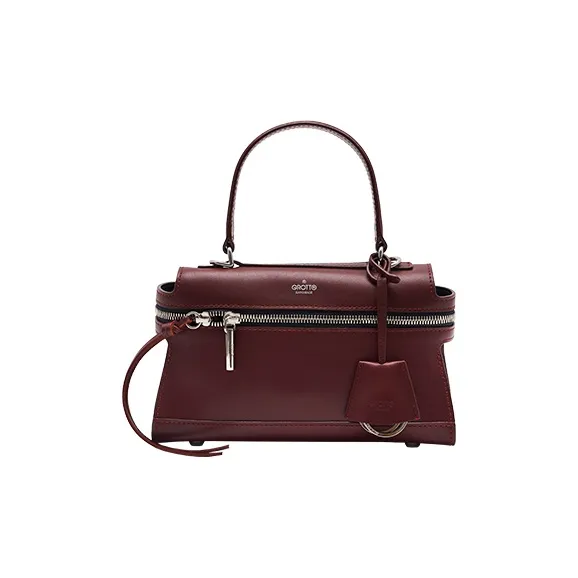 GROTTO Cow Leather Handbag Women's Vintage Red-1