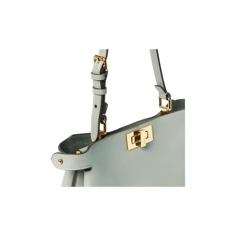 FENDI Peekaboo Calfskin Handbag Shoulder Bag Small Size Women's Green-5