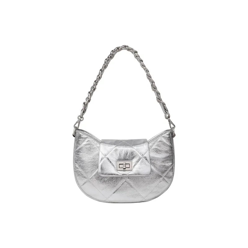 MILLIE'S Cow Leather Portable Crossbody Bag Shoulder Bag Regular Women's Silver/Ecru-3