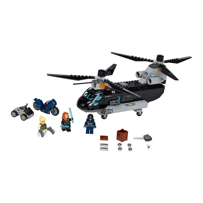 LEGO Super Hero Collection Black Widow Helicopter The Great Pursuit Building Blocks 201 300pcs 76162-1