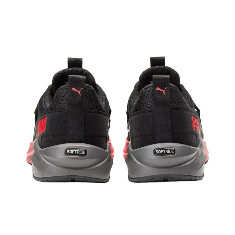 PUMA Softride One4all Anti Slip Wear Resistant Low Top Casual Shoes Men's Black Red-3